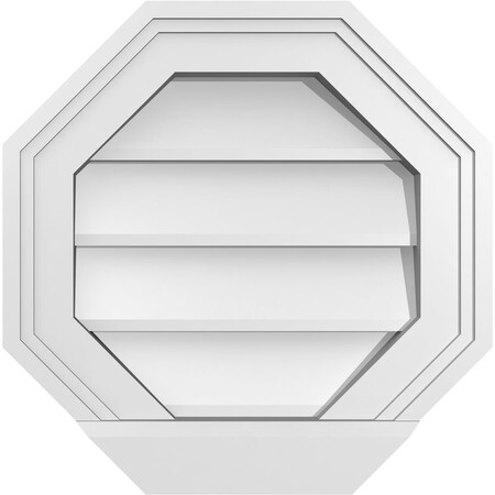 Ekena Millwork Octagonal Surface Mount PVC Gable Vent w/ 2"W x 2"P Brickmould Sill Frame, 14"W x 14"H GVPOC14X1403SN